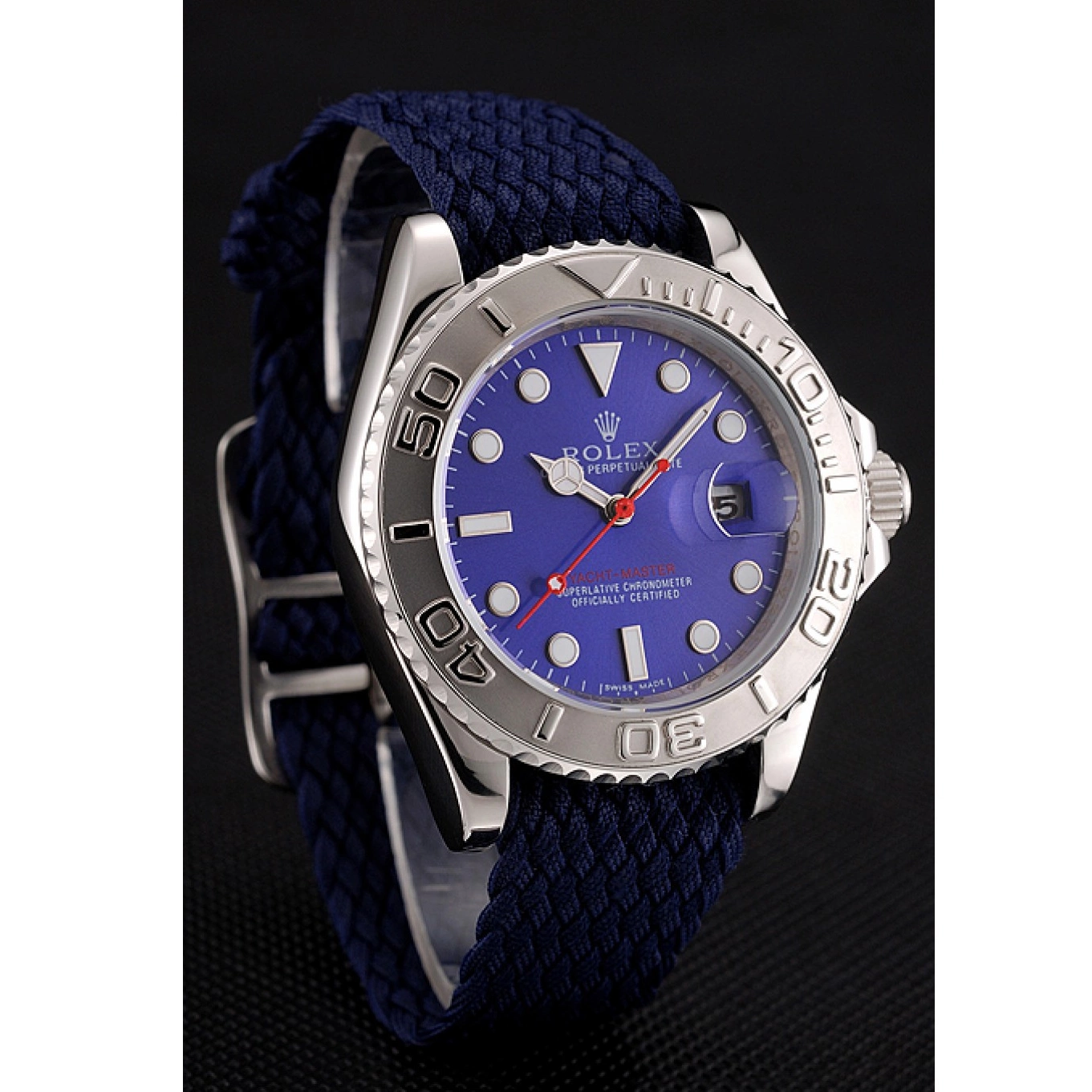 AAA Replica Watches Rolex Master Blue Dial Yacht Fabric Blue 1453868 Bracelet 0803